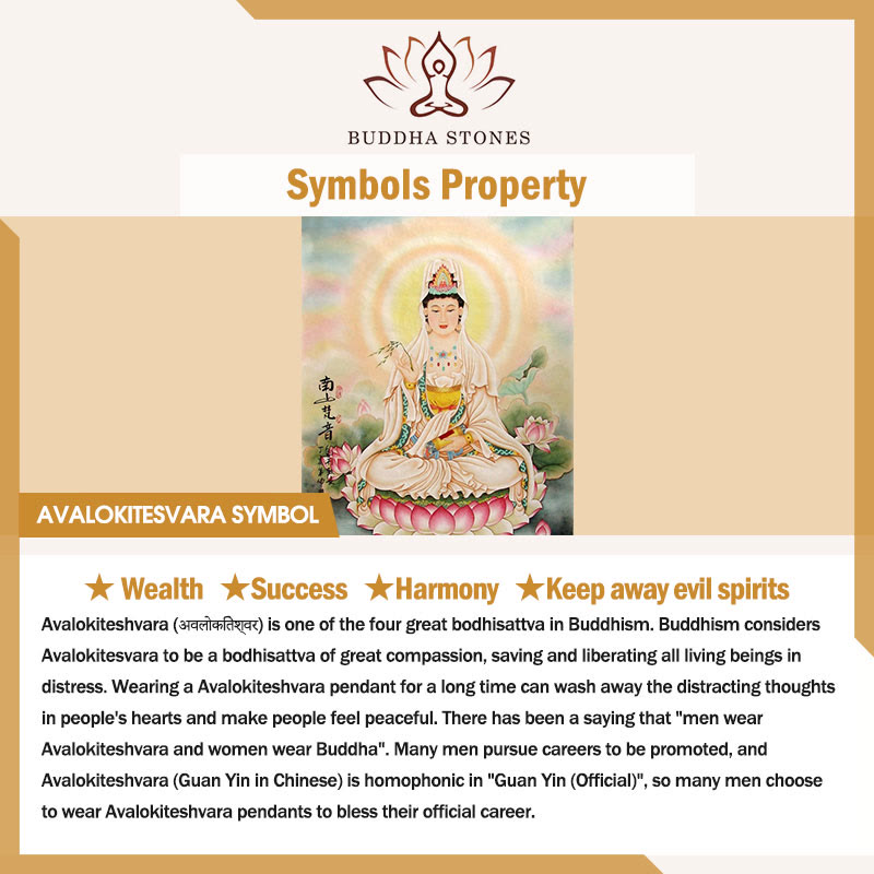 Buddha Stones Avalokitesvara Buddha Liuli Harmony Necklace Necklaces & Pendants BS 1