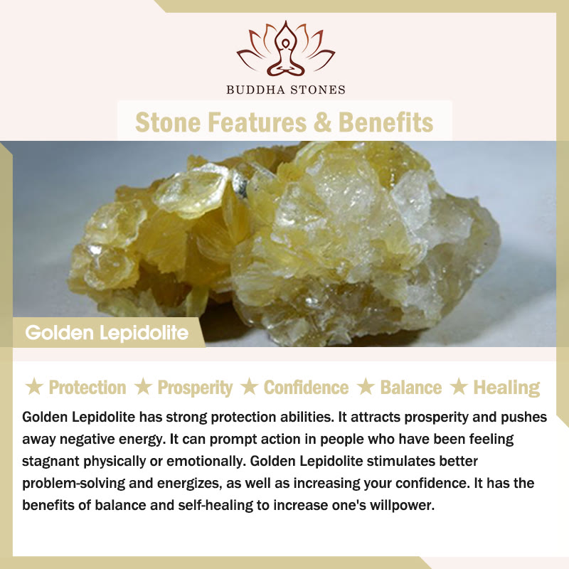 Buddha Stones Natural Golden Lepidolite Protection Prosperity Bracelet Bracelet BS 1